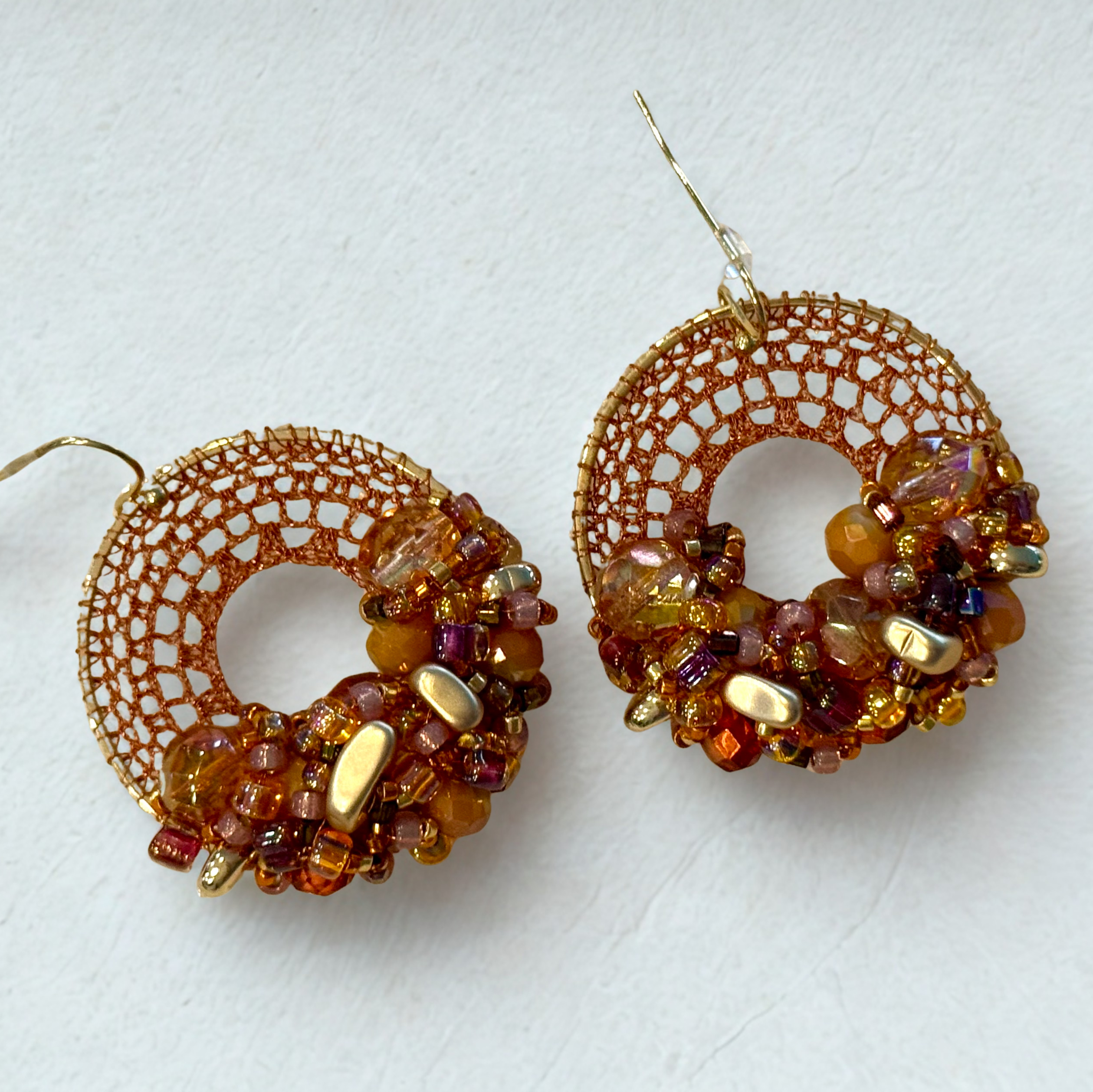 Copper Bead & Crystal Micro-Crochet