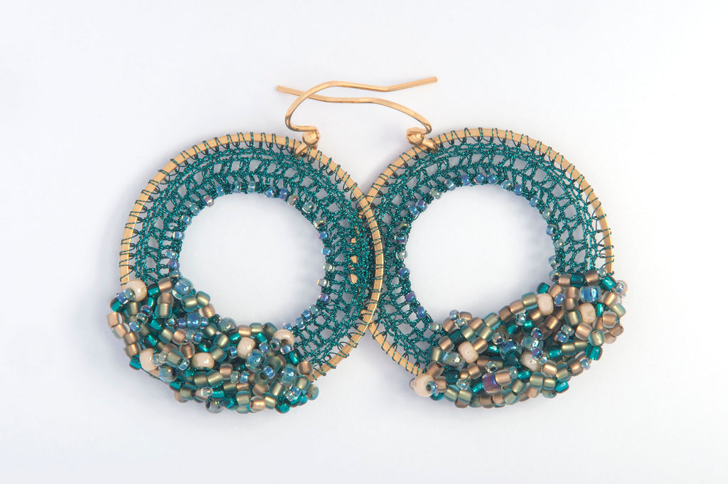 Tourmaline & Gold Beaded Micro-Crochet