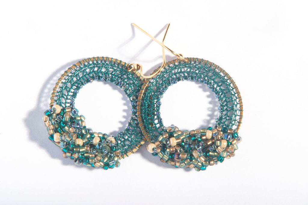 Tourmaline & Gold Beaded Micro-Crochet