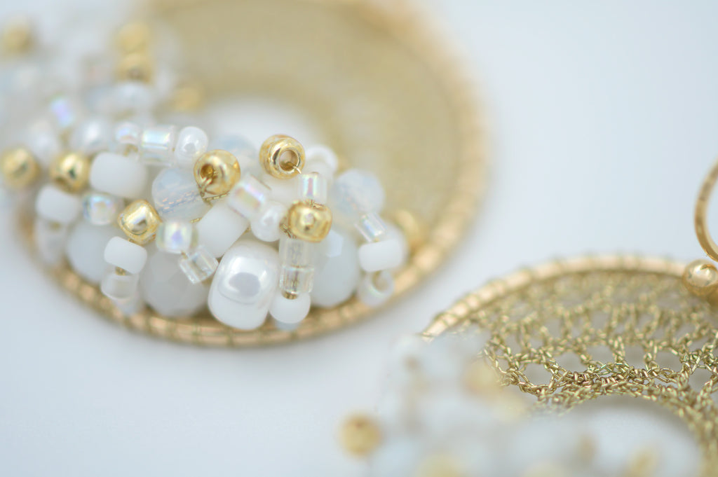 Gold & White Micro-Crochet (X-Small)