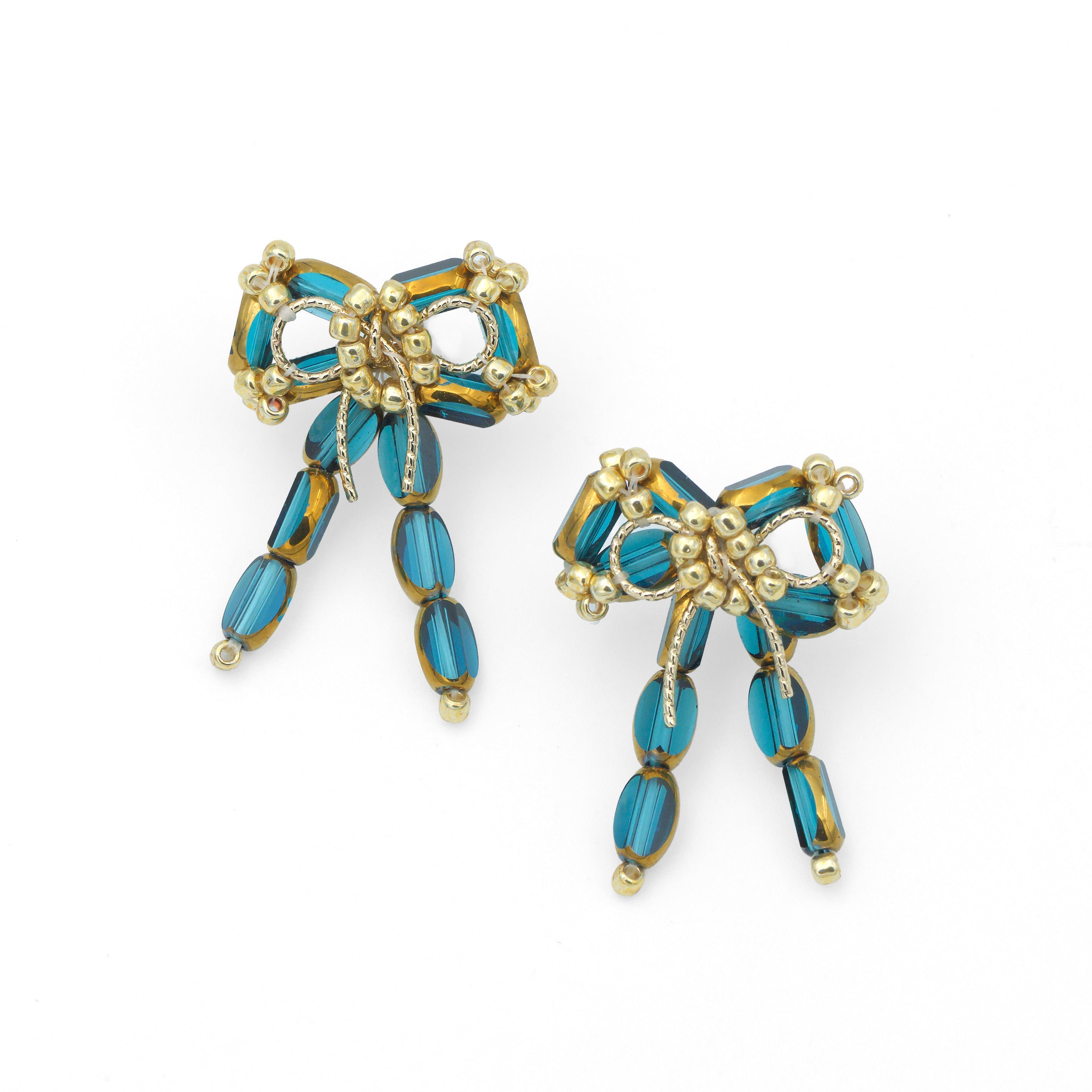 Teal Beaded Bows