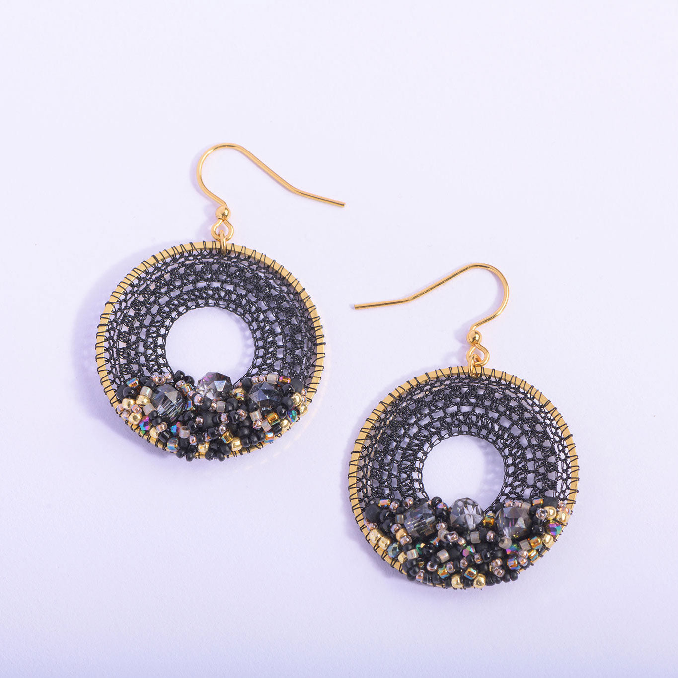 Onyx & Gold Beaded Micro-Crochet