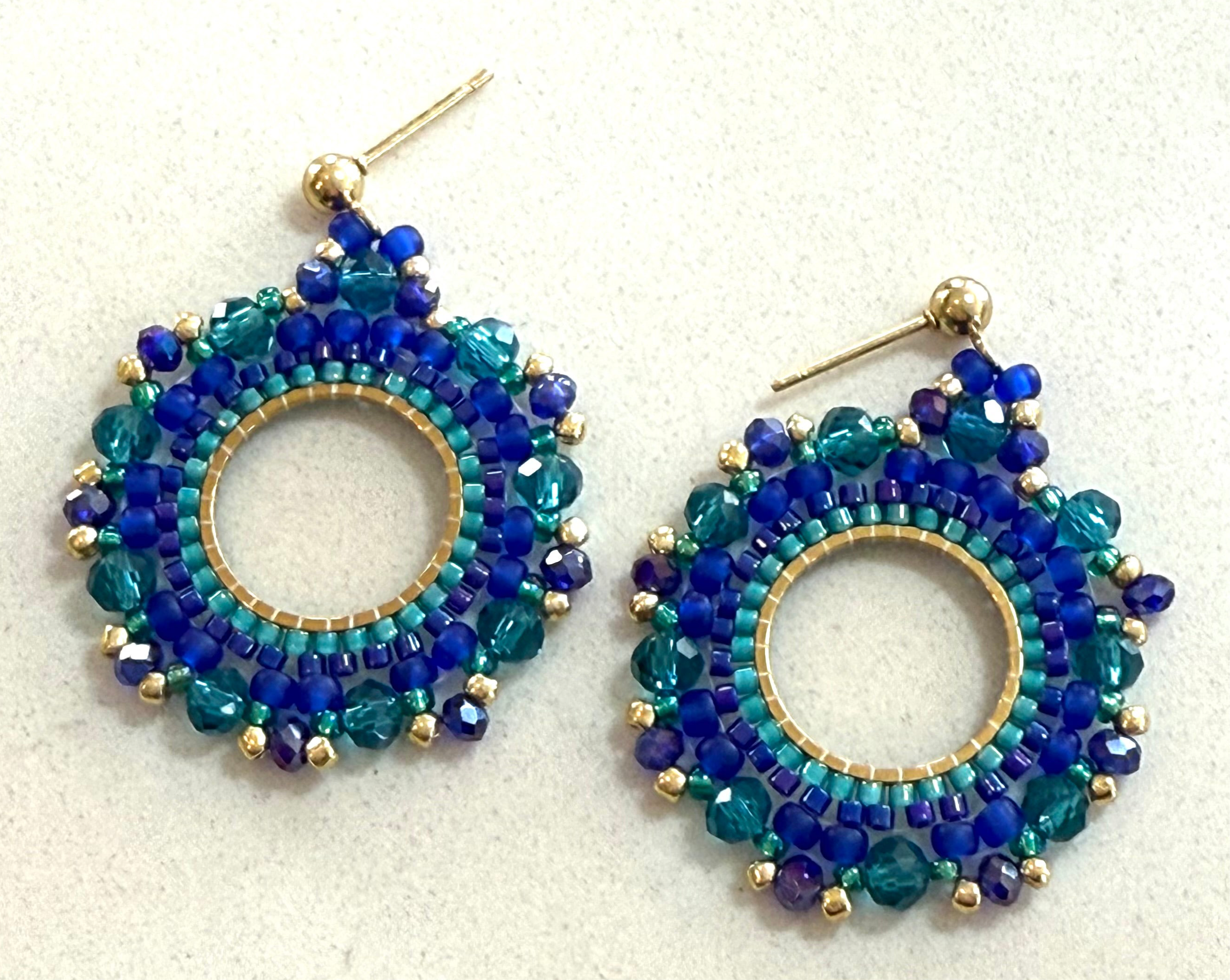 Peacock Beaded Hoops