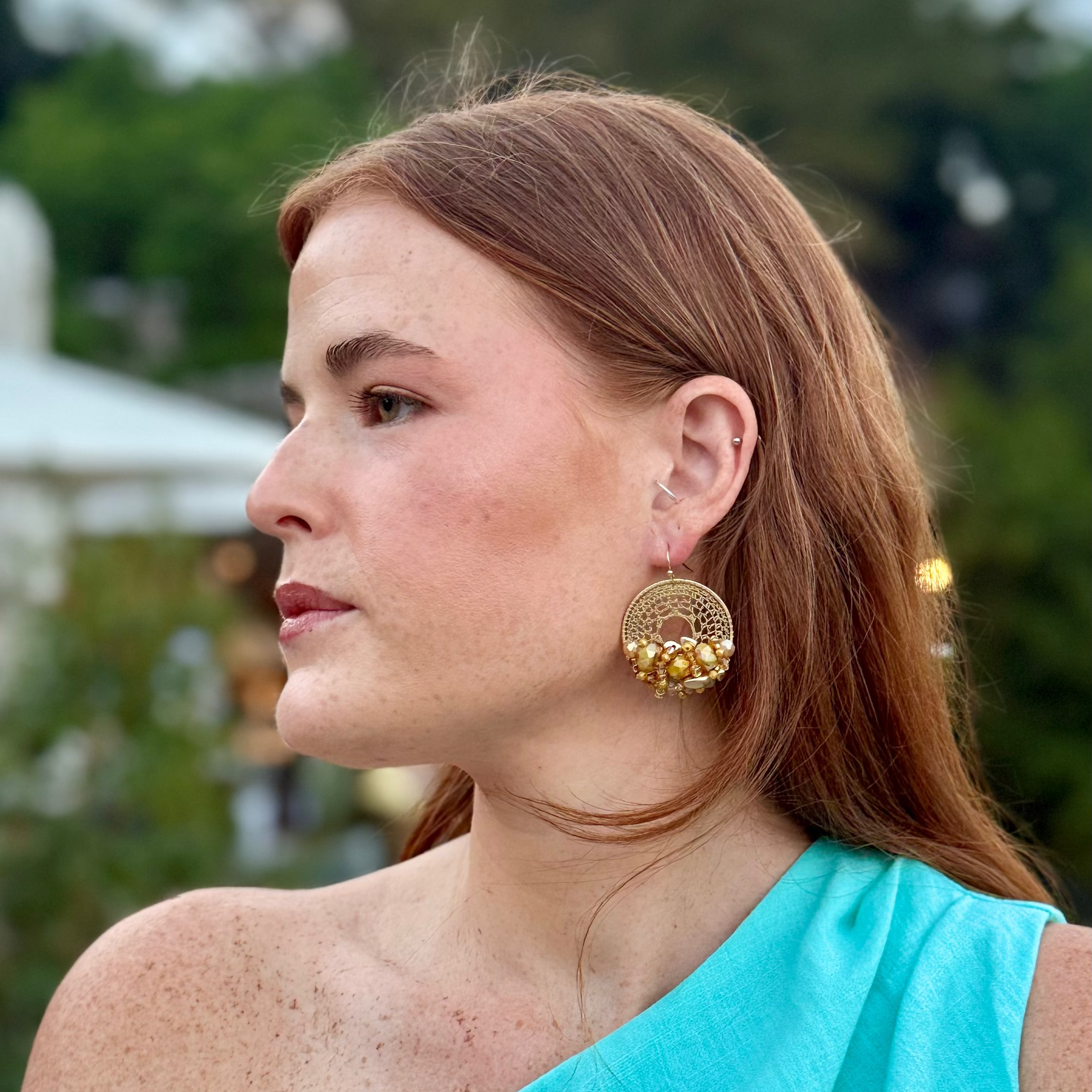 Gold Bead & Crystal Micro-Crochet