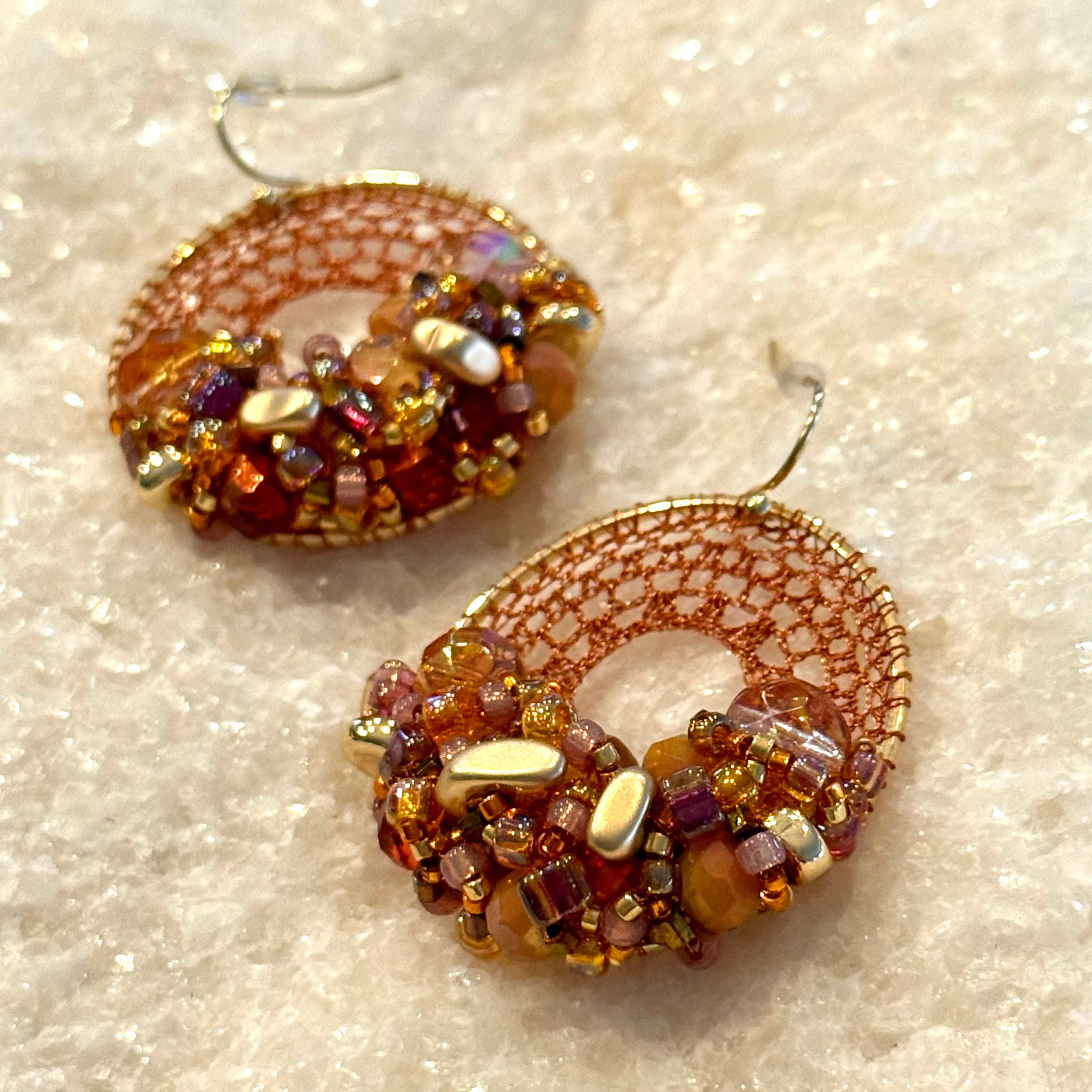 Copper Bead & Crystal Micro-Crochet