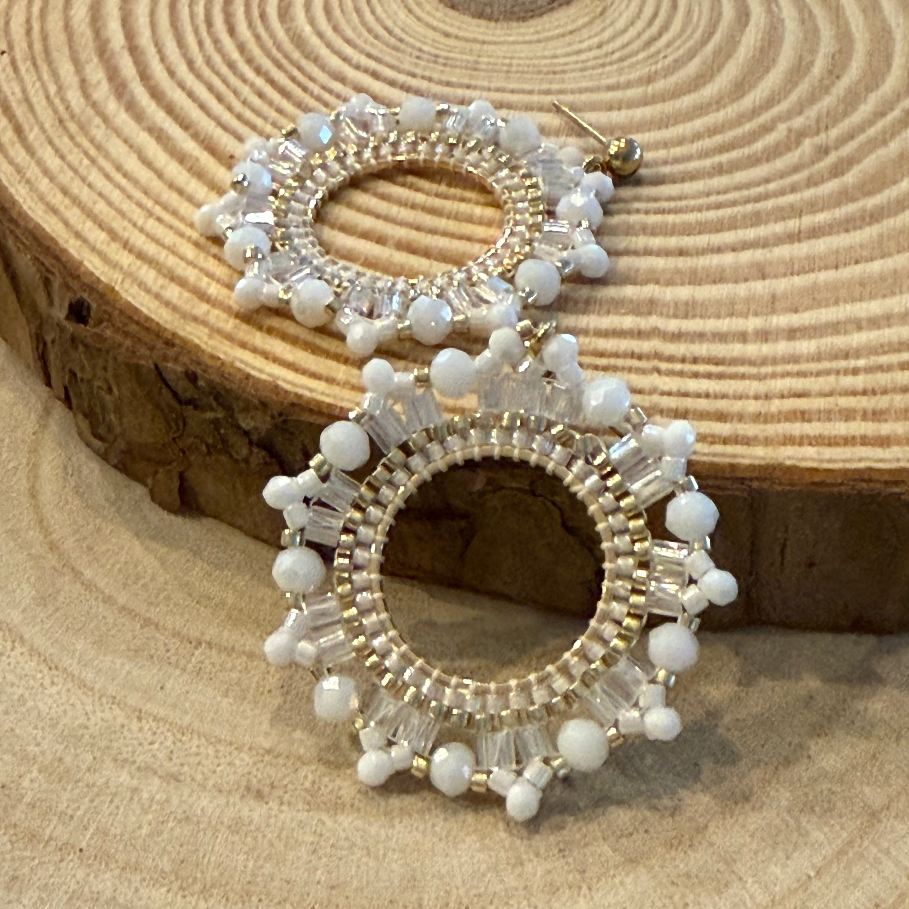 Snowflake Beaded Hoops