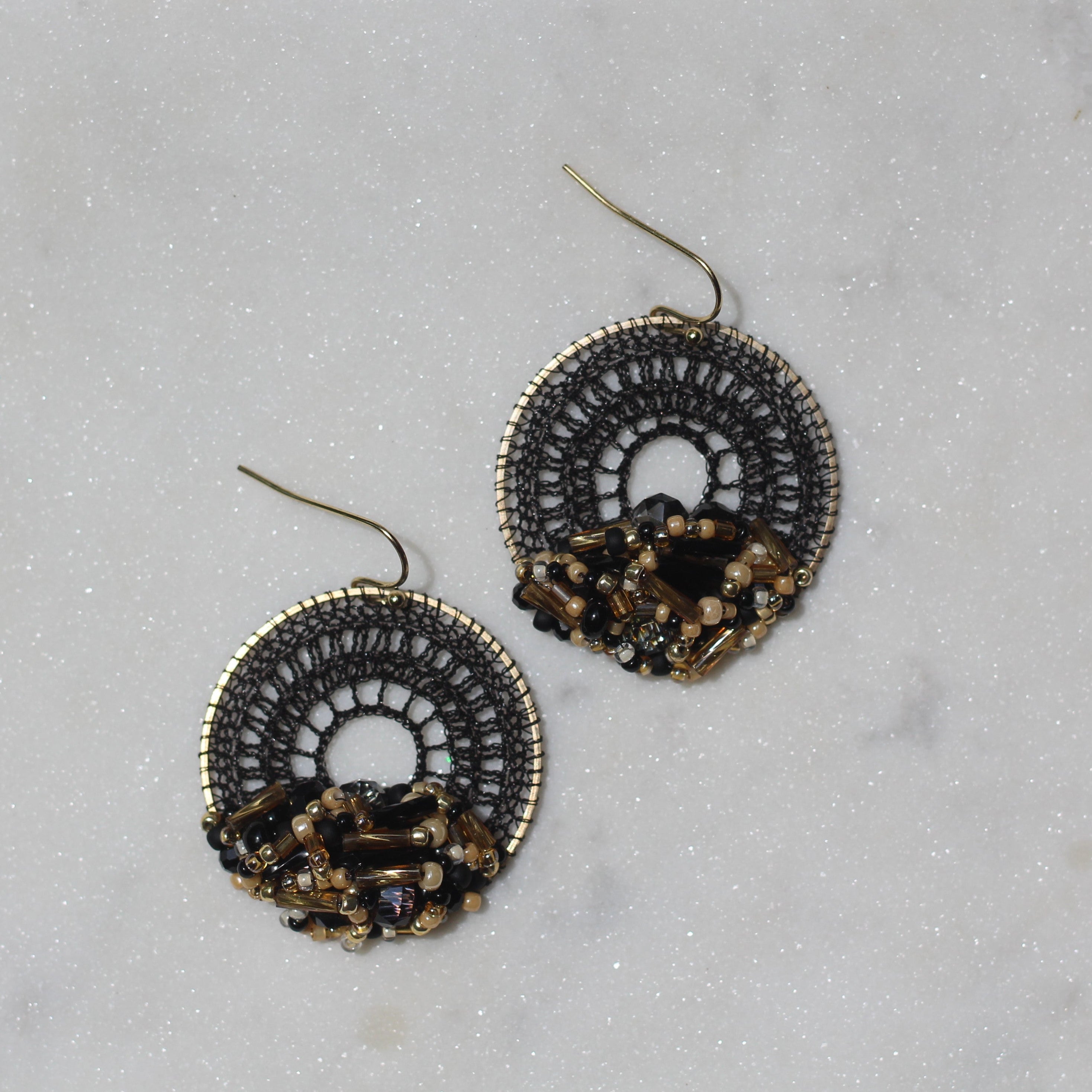 Black & Gold Beaded Micro-Crochet