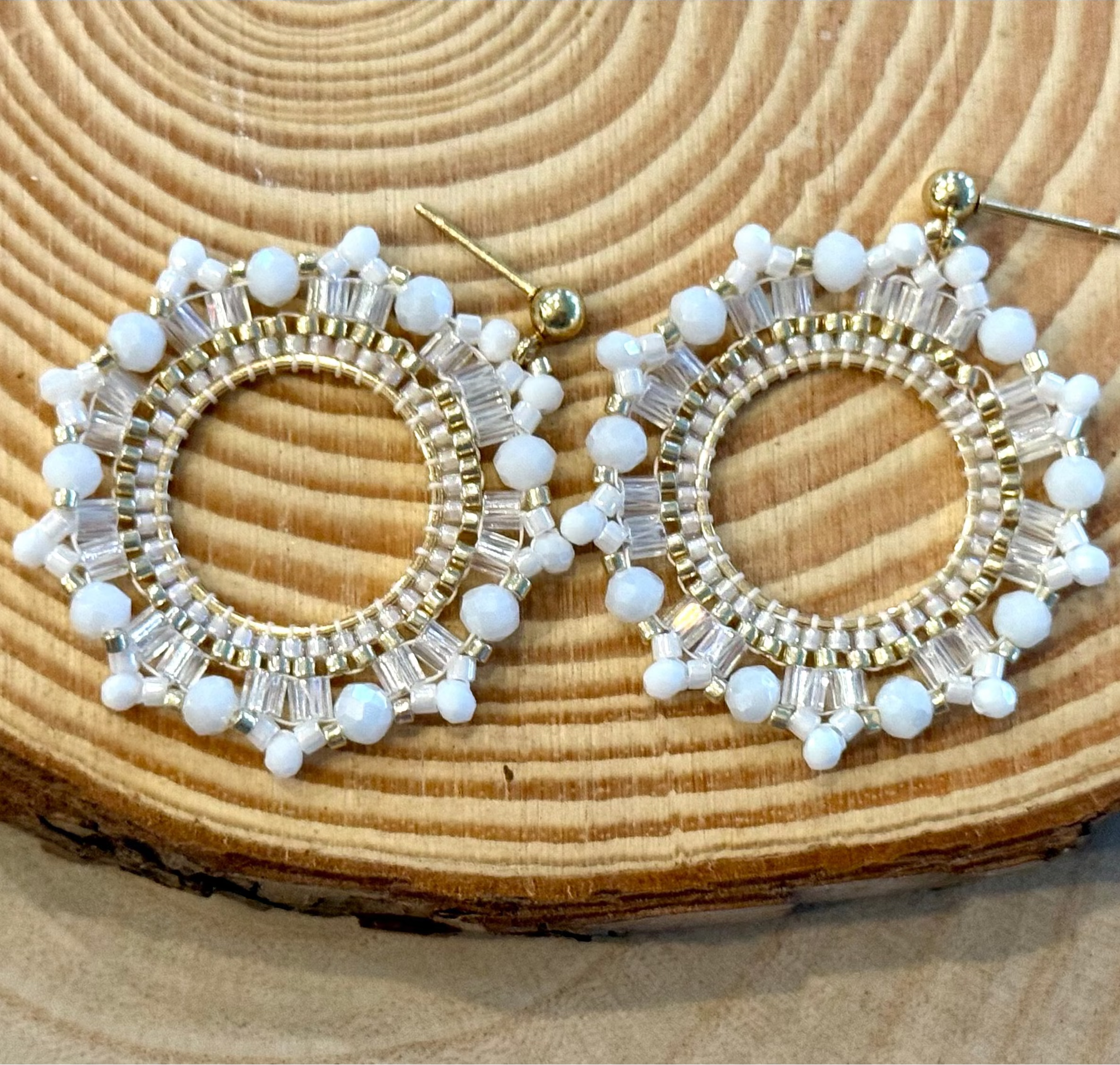 Snowflake Beaded Hoops