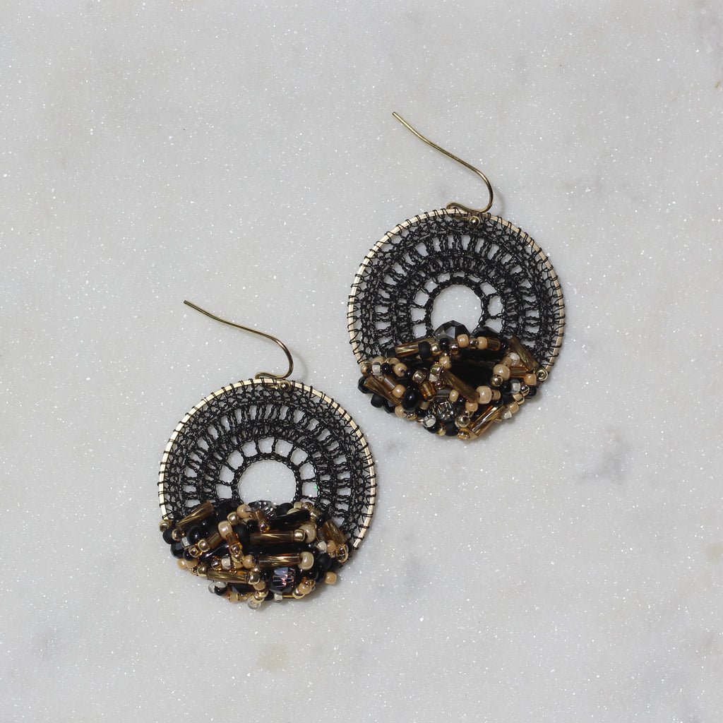 Black & Gold Beaded Micro-Crochet