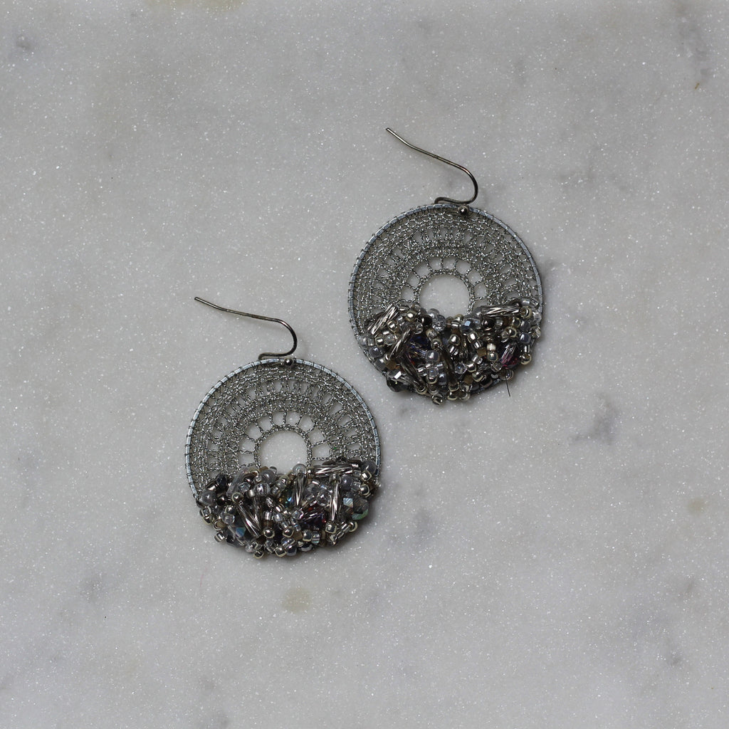 Gun Metal Beaded Micro-Crochet
