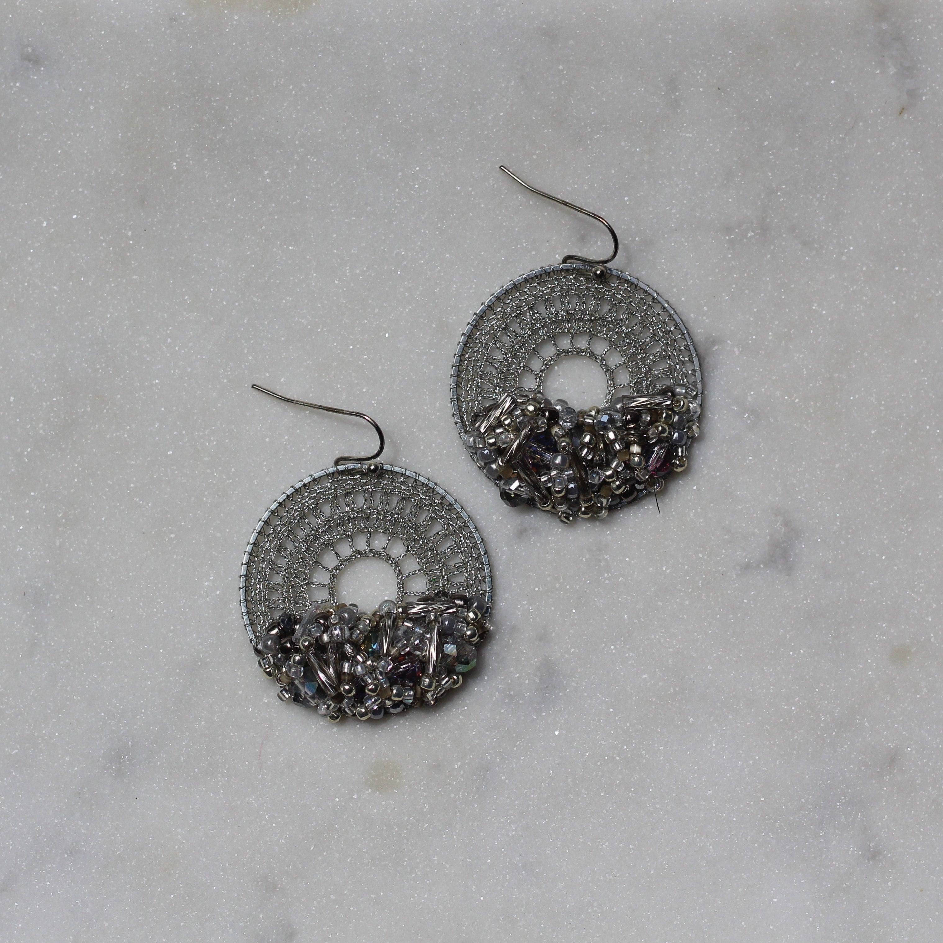 Gun Metal Beaded Micro-Crochet