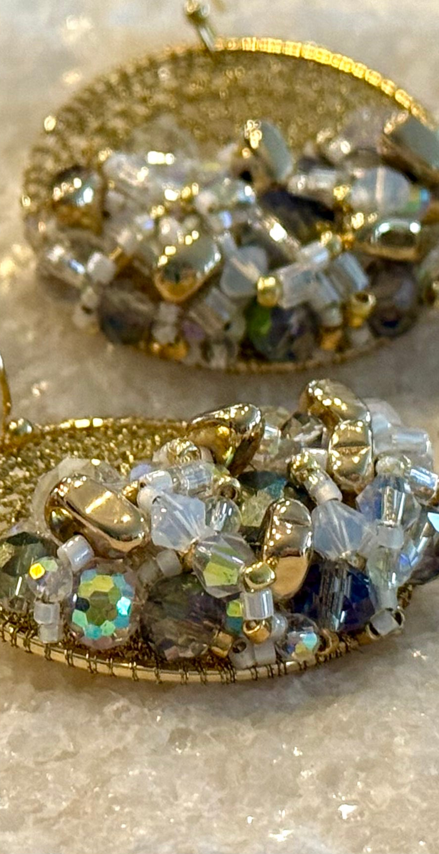 Iridescent Gold Bead & Crystal Micro-Crochet