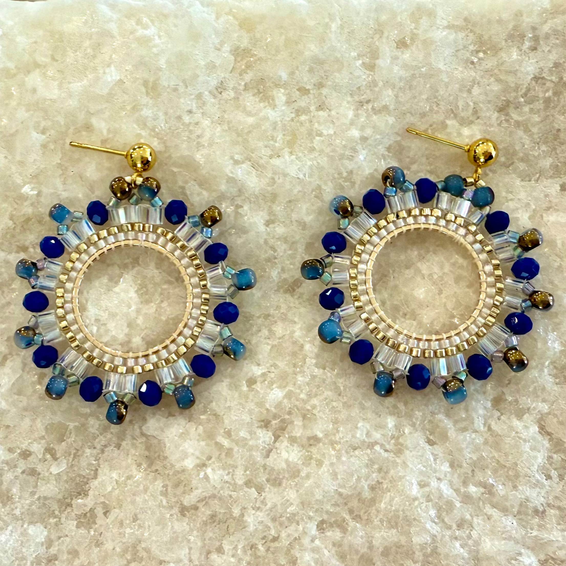 Rain Drop Beaded Hoops