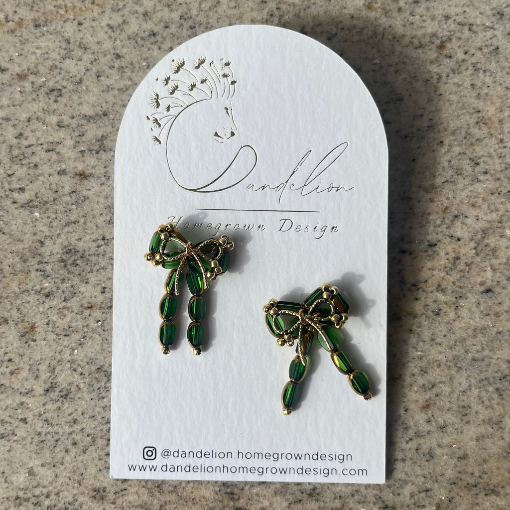 Green Beaded Bows