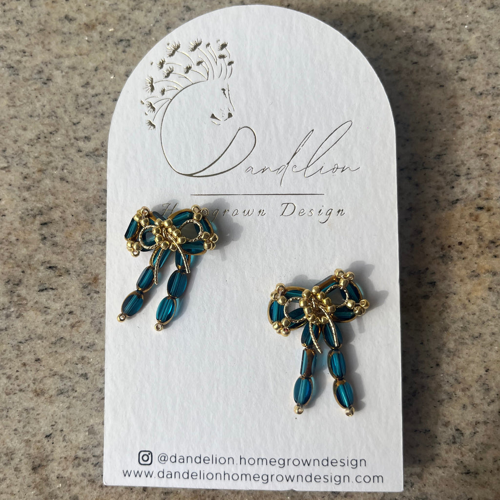 Teal Beaded Bows
