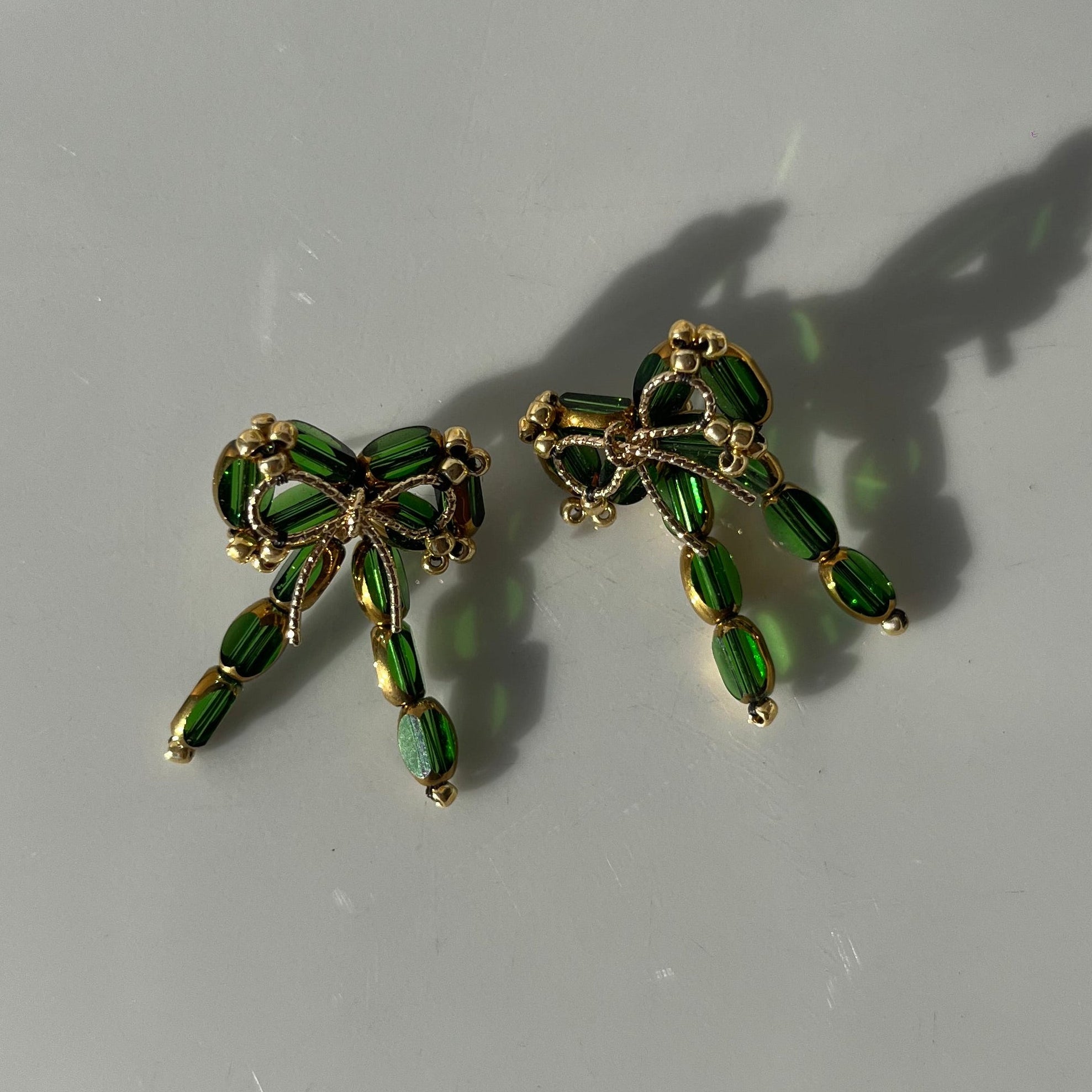 Green Beaded Bows