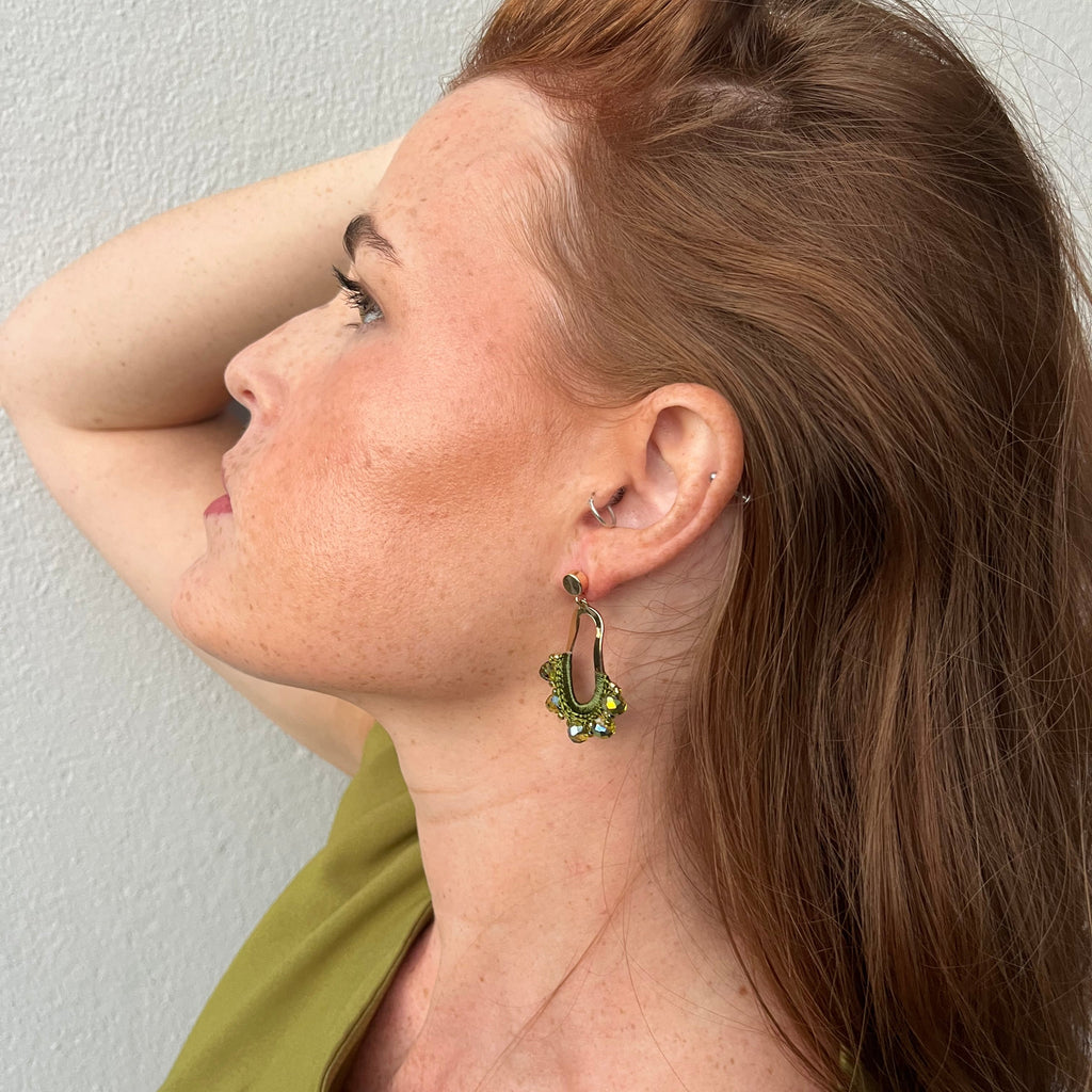 Olive Hammered Oblong Crochet
