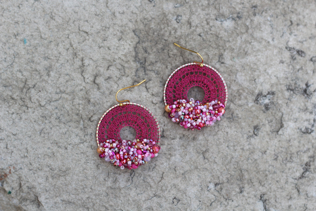 Fuchsia Ombre Beaded Micro-Crochet