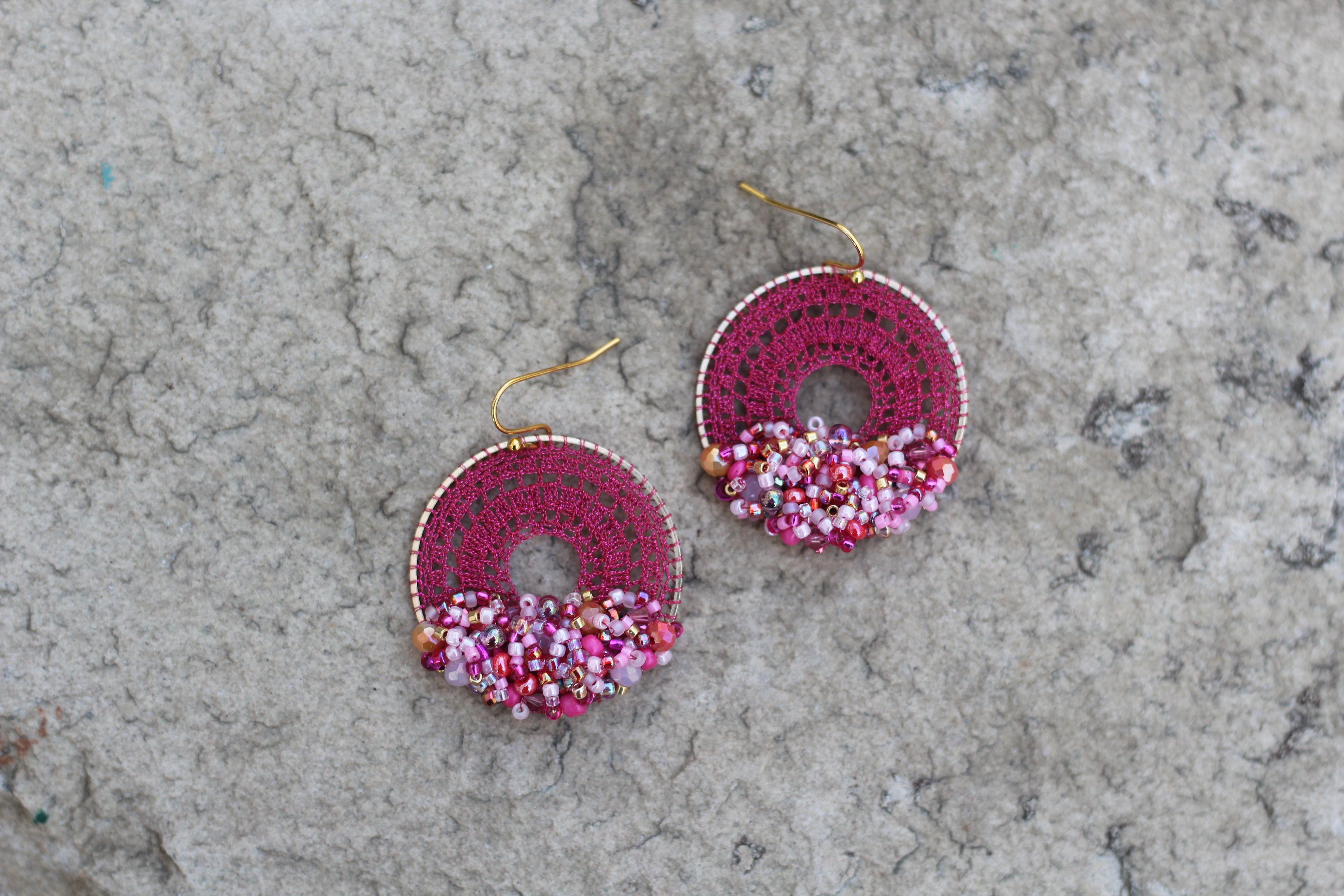 Fuchsia Ombre Beaded Micro-Crochet