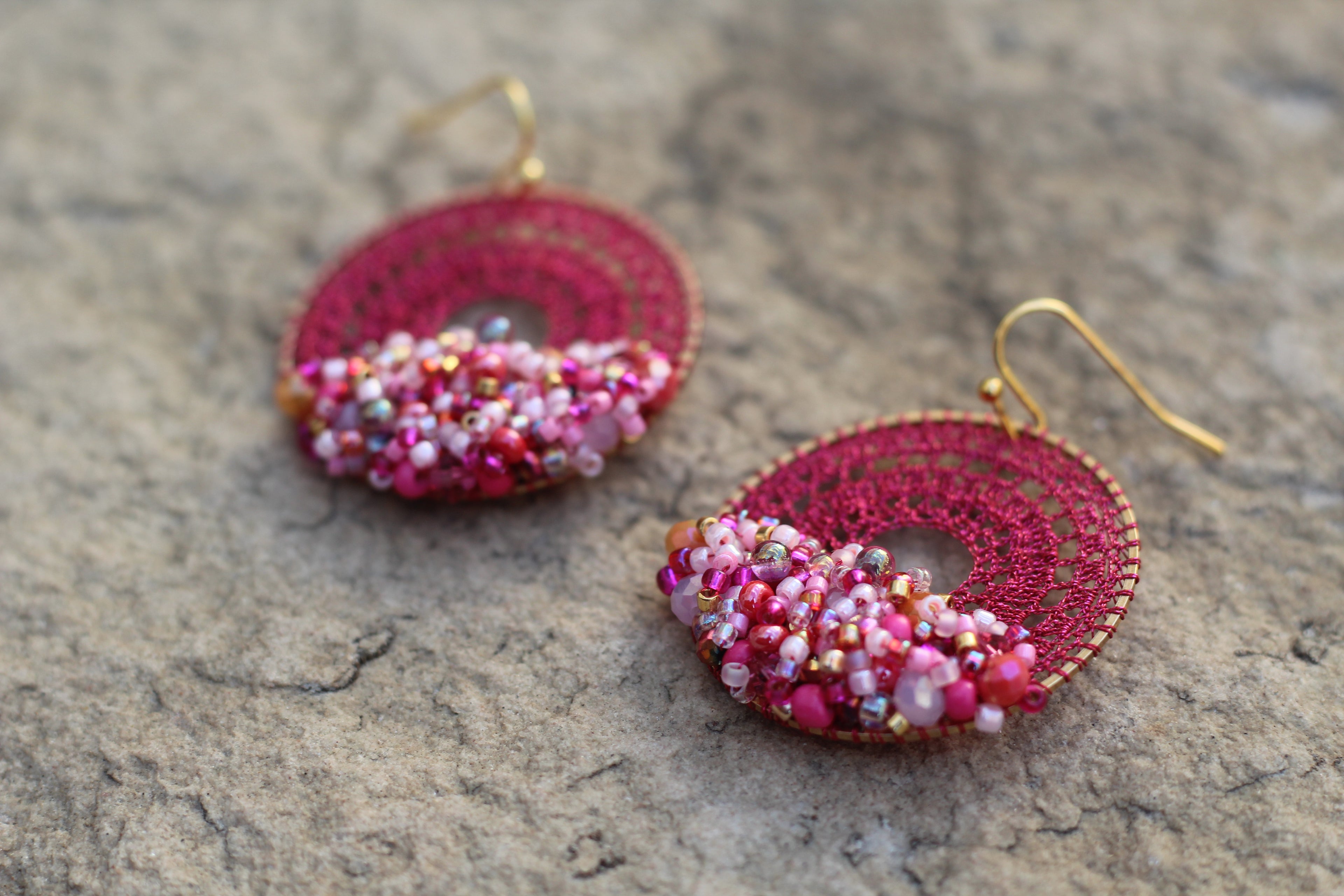 Fuchsia Ombre Beaded Micro-Crochet