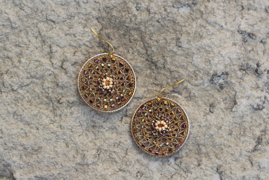 Copper Protea Beaded Micro-Crochet