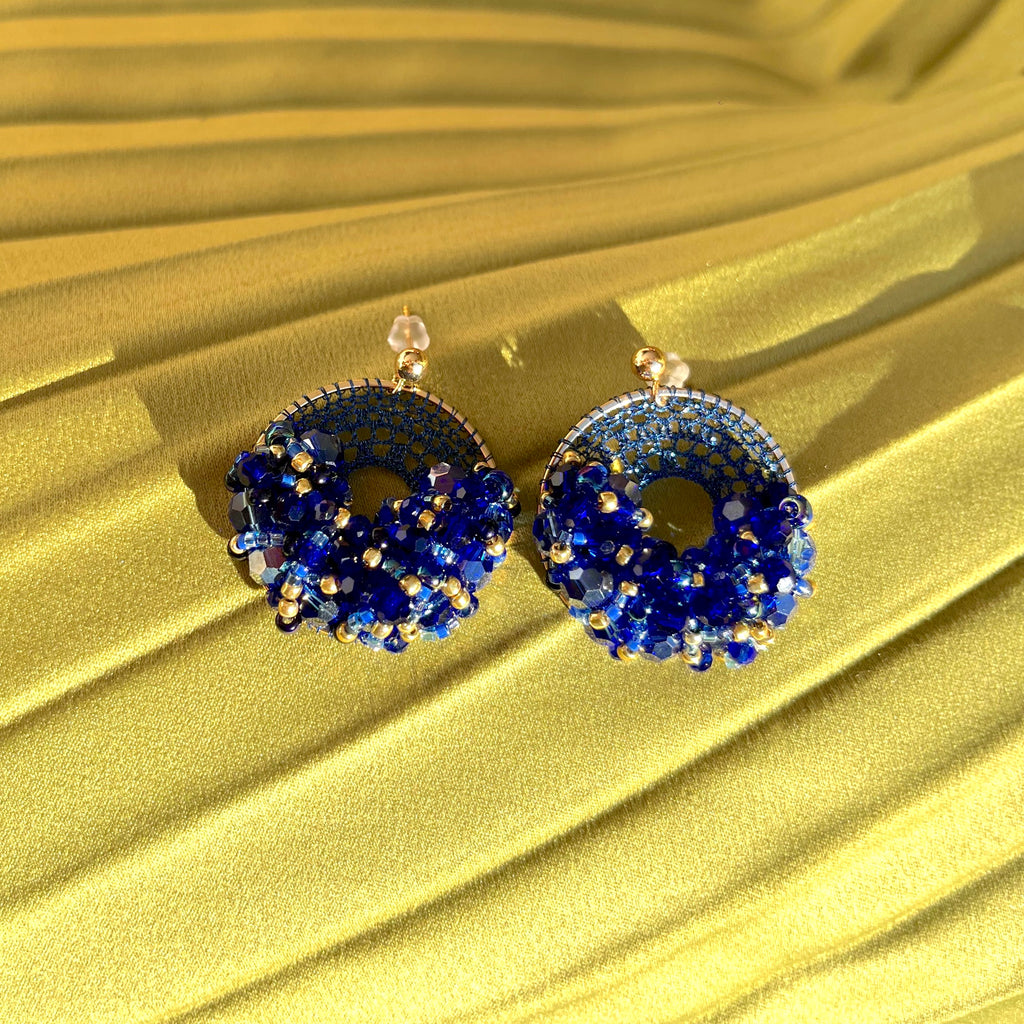 Cobalt Bead & Crystal Micro-Crochet