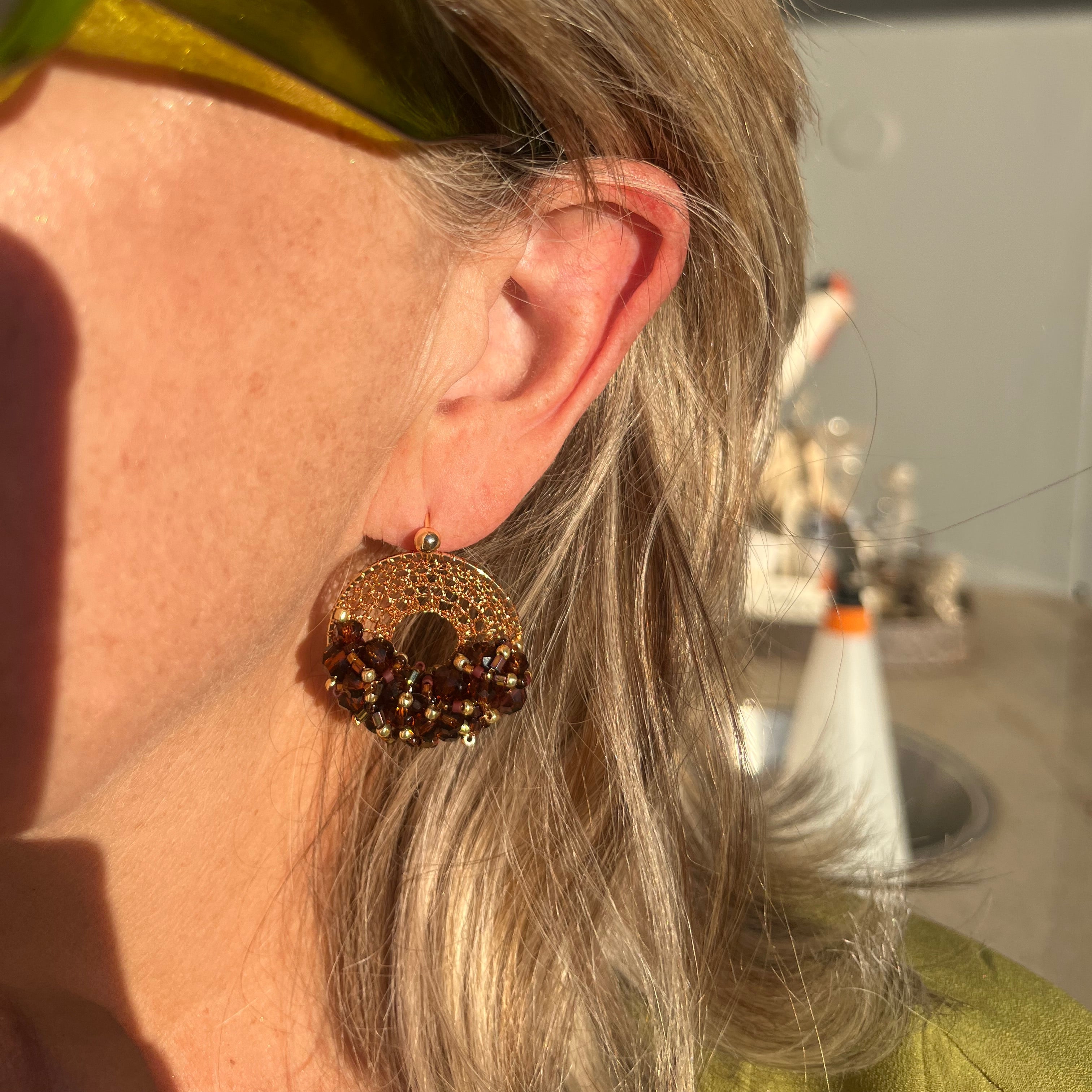 Mocha Bead & Crystal Micro-Crochet