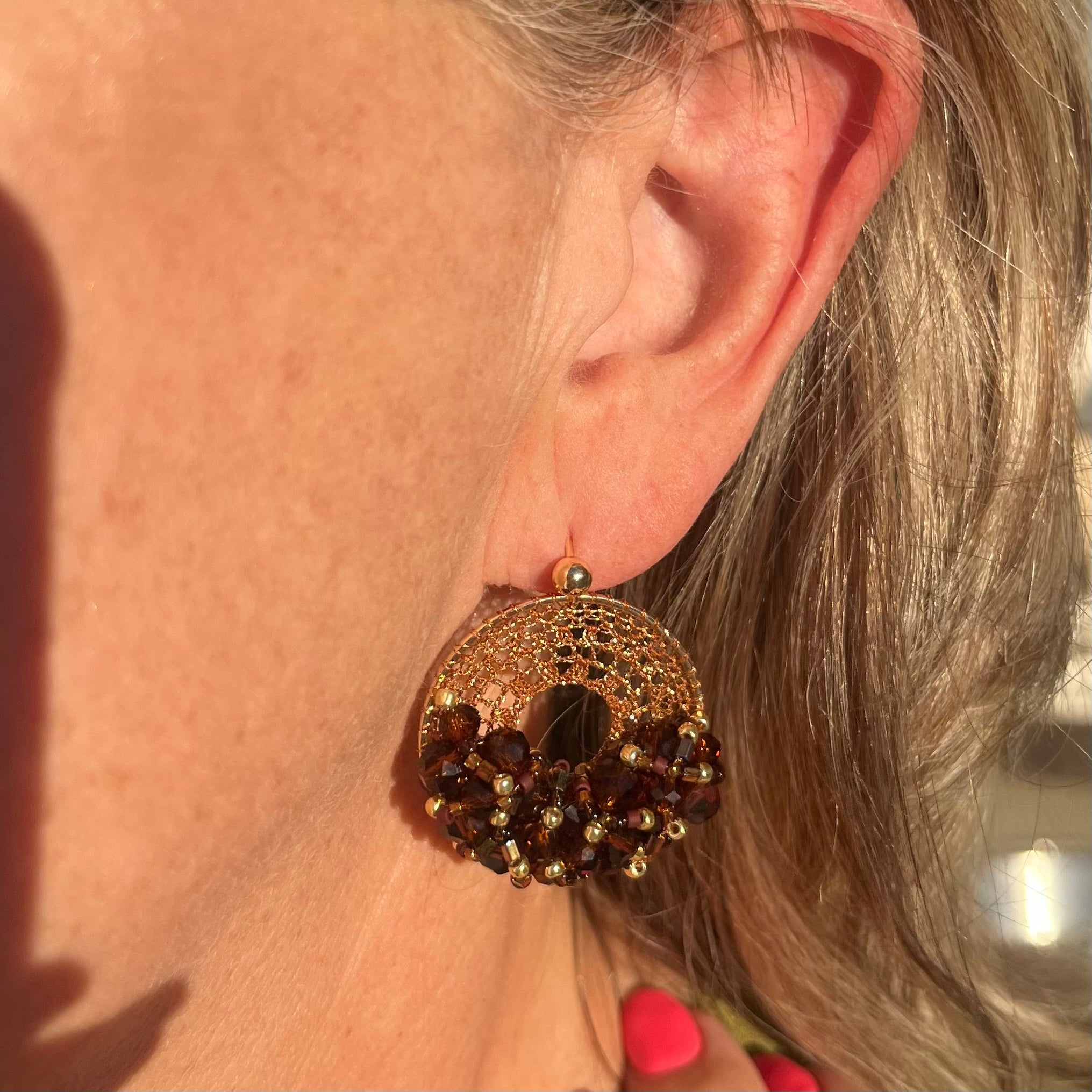 Mocha Bead & Crystal Micro-Crochet