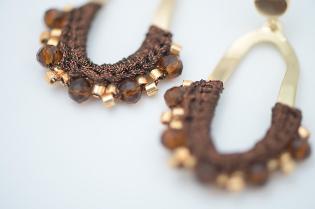 Brown Hammered Oblong Crochet