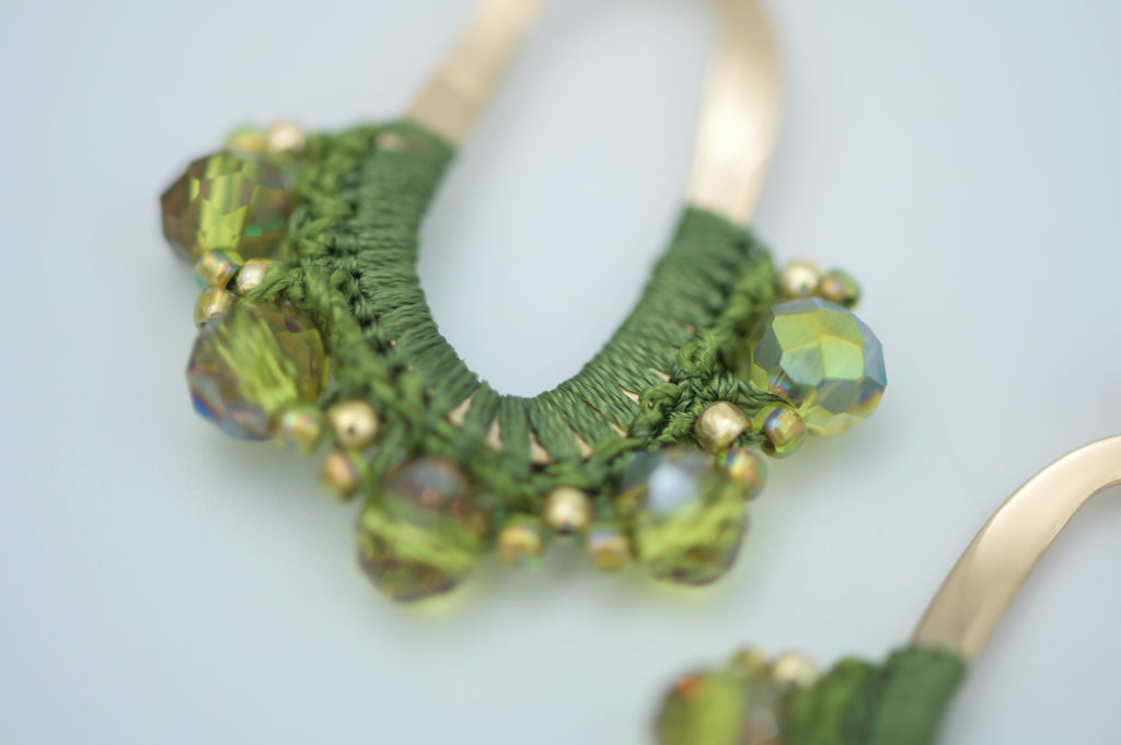 Olive Hammered Oblong Crochet